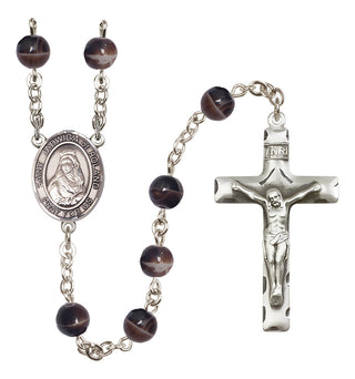 Silver Plated 7mm Brown Saint Jadwiga of Poland Rosary