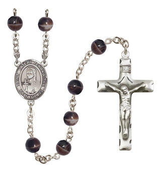 Silver Plated 7mm Brown Saint Kateri Tekakwitha Rosary
