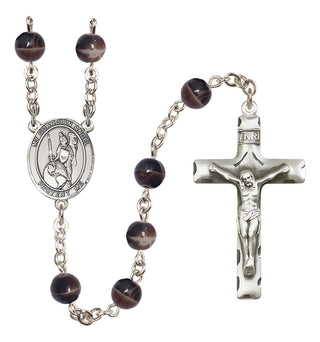 Silver-Plated 7mm Guardian Angel of the World  Engraved Catholic Rosaries