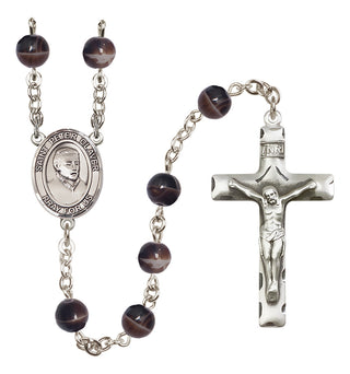 Silver-Plated 7mm Saint Peter Claver  Engraved Catholic Rosaries