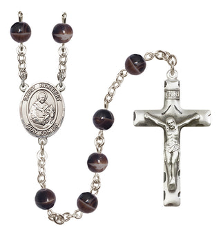 Silver Plated 7mm Brown Saint Norbert of Xanten Rosary