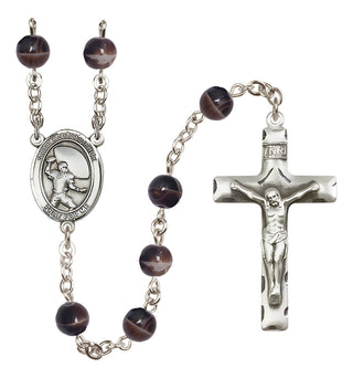 Silver-Plated 7mm Saint Christopher / Football Rosary