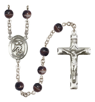 Silver-Plated 7mm Saint Christopher/Swimming Rosary