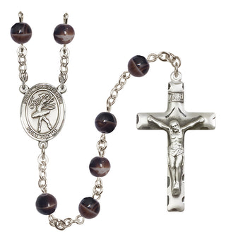 Silver-Plated 7mm Saint Christopher/Dance Rosary