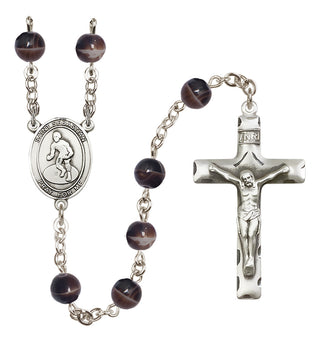 Silver-Plated 7mm Saint Sebastian/Wrestling Rosary