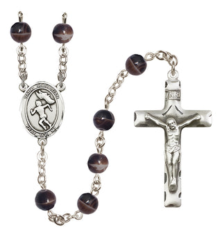 Silver-Plated 7mm Saint Sebastian /Track&Field-Women Rosary