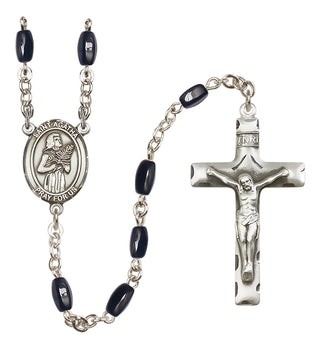 Silver Plated 8x5mm Black Saint Agatha Rosary