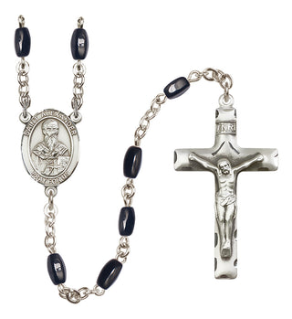 Silver Plated 8x5mm Black Saint Alexander Sauli Rosary