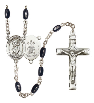 Silver-Plated 8x5mm Saint Christopher / Air Force Rosary
