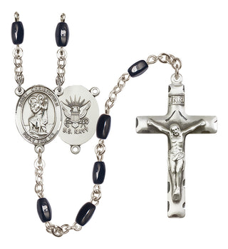 Silver-Plated 8x5mm Saint Christopher / Navy Rosary