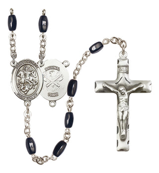 Silver-Plated 8x5mm Saint George / Nat'l Guard Rosary