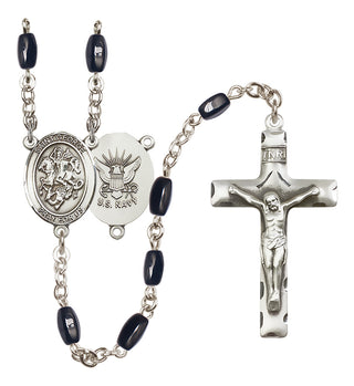 Silver-Plated 8x5mm Saint George / Navy Rosary