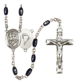 Silver-Plated 8x5mm Saint George / Paratrooper Rosary