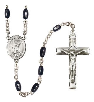 Silver Plated 8x5mm Black Saint Helen Rosary