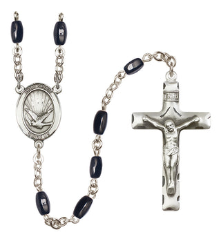 Silver Plated 8x5mm Black Holy Spirit Rosary