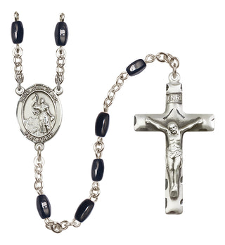 Silver Plated 8x5mm Black Saint Joan of Arc Rosary