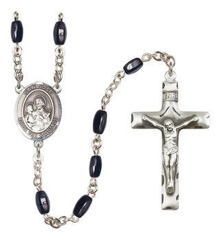 Silver Plated 8x5mm Black San Jose Rosary