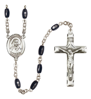 Silver Plated 8x5mm Black Saint Louise de Marillac Rosary