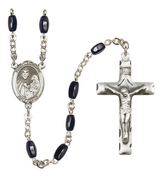 Silver Plated 8x5mm Black Saint Margaret Mary Alacoque Rosary