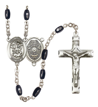 Silver-Plated 8x5mm Saint Michael the Archangel/Policeman Rosary