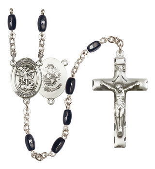 Silver-Plated 8x5mm Saint Michael / Marines Rosary