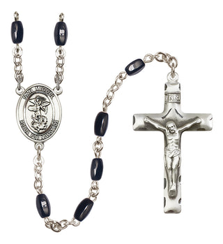 Silver-Plated 8x5mm San Miguel Arcangel  Engraved Catholic Rosaries