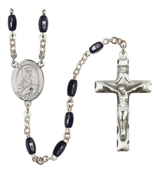 Silver Plated 8x5mm Black Saint Louis Rosary