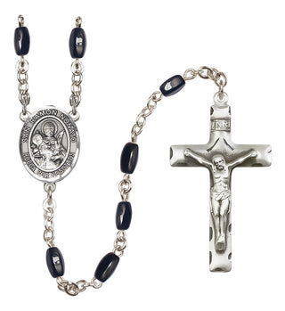 Silver Plated 8x5mm Black San Ramon Nonato Rosary