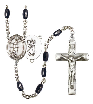 Saint Christopher and Volleyball Rosary with Black Onyx Beads