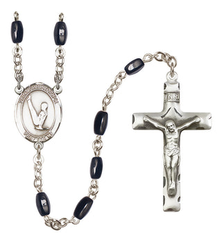 Silver-Plated 8x5mm Saint Christopher/Gymnastics  Engraved Catholic Rosaries