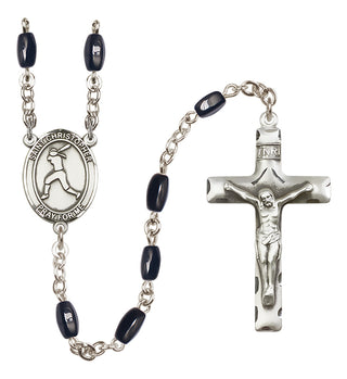 Silver-Plated 8x5mm Saint Christopher/Softball  Engraved Catholic Rosaries