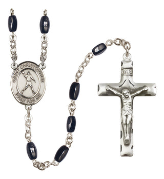 Silver-Plated 8x5mm Saint Christopher/Football Rosary