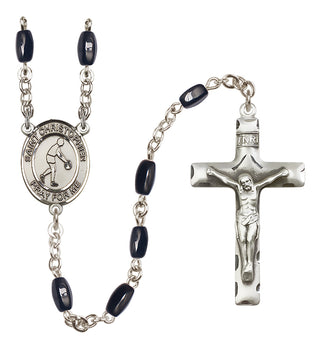 Silver-Plated 8x5mm Saint Christopher/Basketball Rosary