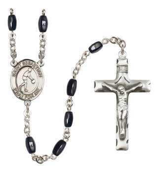 Silver-Plated 8x5mm Saint Sebastian/Basketball Rosary