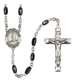 Silver-Plated 8x5mm Saint Sebastian/Skiing Rosary