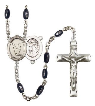 Saint Sebastian and Gymnastics Rosary with Black Onyx Beads