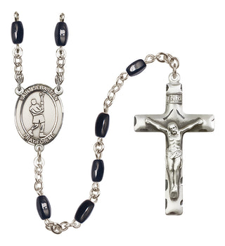 Silver-Plated 8x5mm Saint Sebastian/Lacrosse Rosary