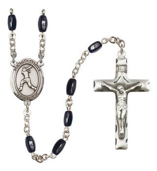 Silver-Plated 8x5mm Saint Sebastian / Softball Rosary