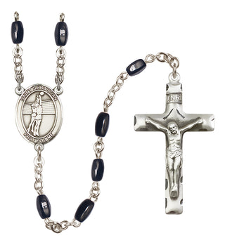 Silver-Plated 8x5mm Saint Sebastian / Volleyball Rosary