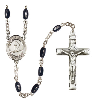 Silver-Plated 8x5mm Saint Christopher / Skiing Rosary