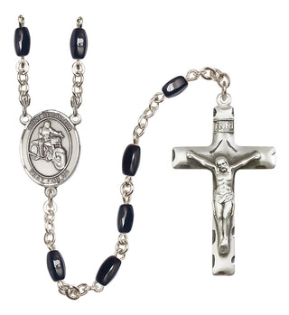 Silver-Plated 8x5mm Saint Sebastian / Motorcycle Rosary