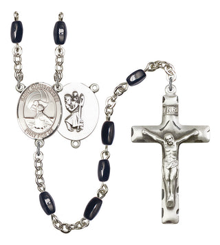 Saint CHRISTOPHER and Water Polo-Women Rosary with Black Onyx Beads
