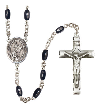 Silver Plated 8x5mm Black San Martin Caballero Rosary