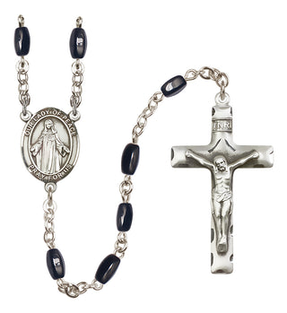 Silver Plated 8x5mm Black Our Lady of Peace Rosary