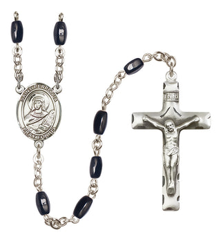 Silver Plated 8x5mm Black Saint Perpetua Rosary