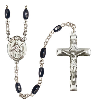 Silver Plated 8x5mm Black Saint Walter of Pontoise Rosary