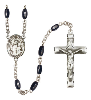 Silver Plated 8x5mm Black Our Lady of Consolation Rosary