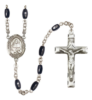 Silver Plated 8x5mm Black Saint Marie Magdalen Postel Rosary