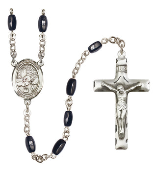 Silver Plated 8x5mm Black Saint Rosalia Rosary