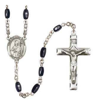 Silver Plated 8x5mm Black Saint Malachy O'More Rosary